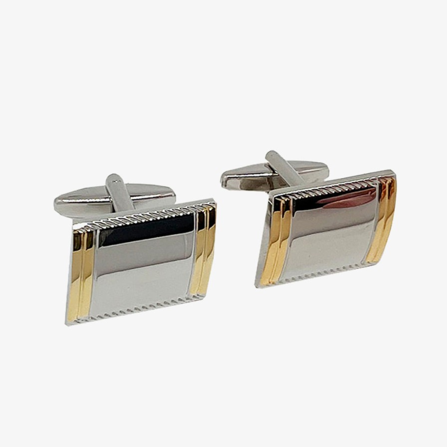 Shoes & Accessories James A'delin Cufflinks | James A'Delin | Cufflinks Angled Touch Of Gold Silver Gold