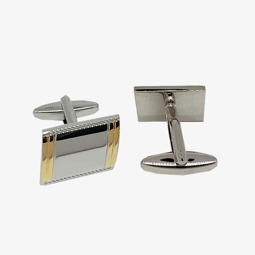 Shoes & Accessories James A'delin Cufflinks | James A'Delin | Cufflinks Angled Touch Of Gold Silver Gold