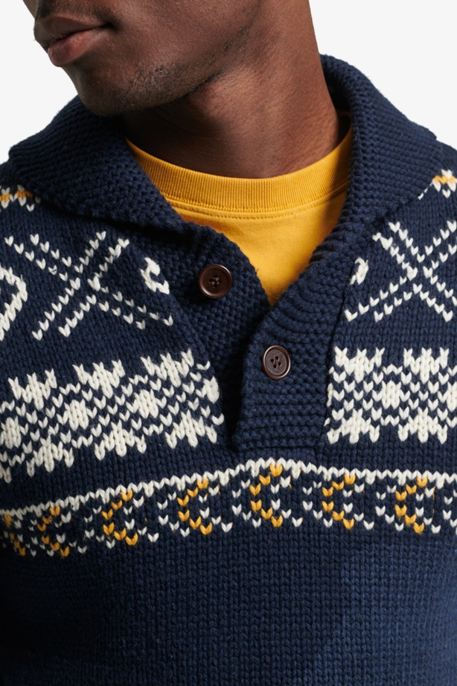 Clothing Superdry Knitwear | Superdry | Vintage Shawl Jumper Navy Multi