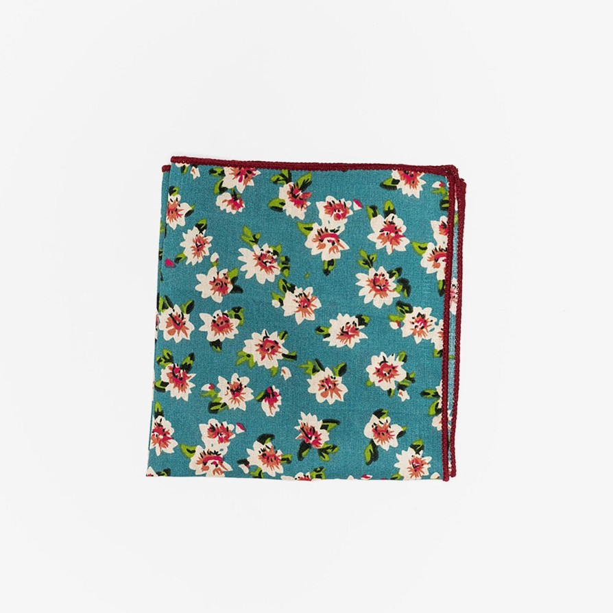 Shoes & Accessories Sunny Apparel Pocket Squares | Sunny Apparel | Cedar Park Pocket Square Aqua