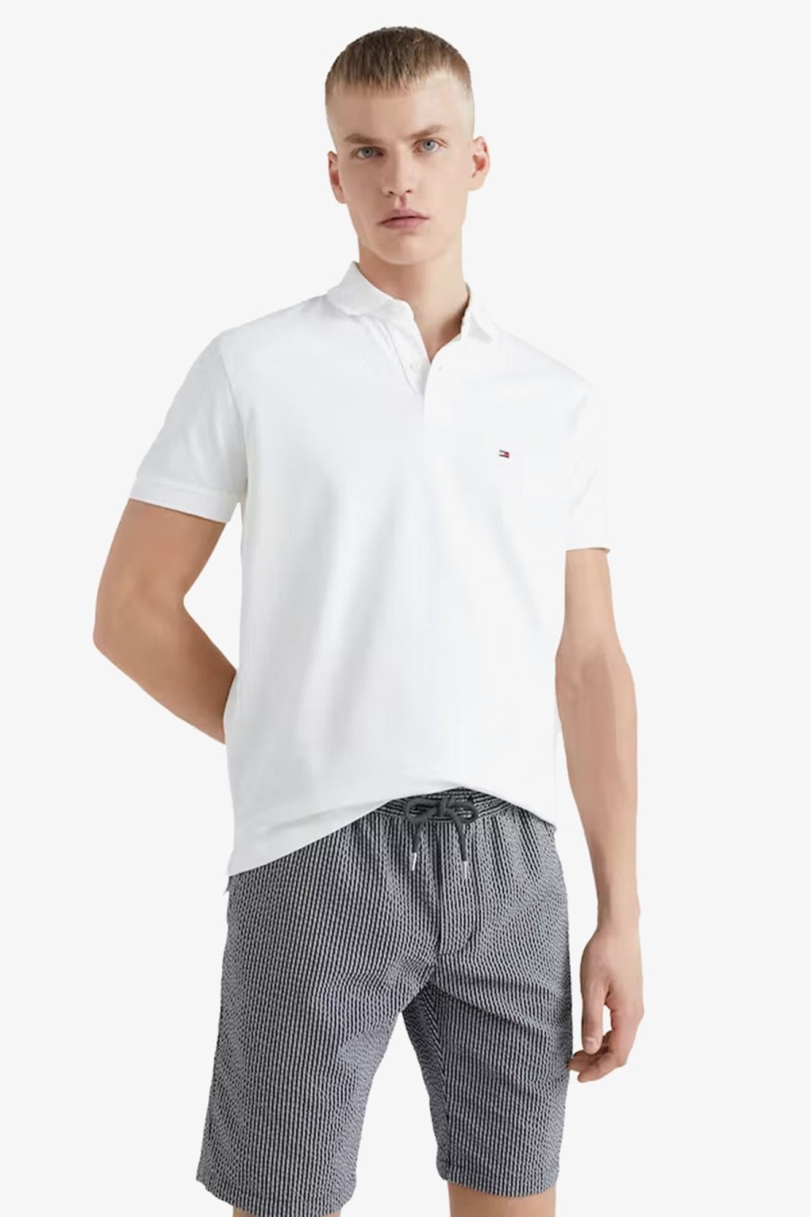 Clothing Tommy Hilfiger Polos | Tommy Hilfiger | 1985 Flex Organic Regular Polo White