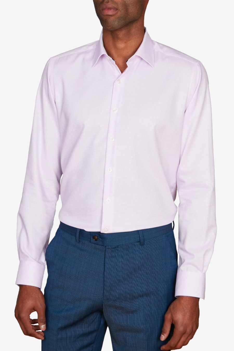 Clothing Abelard Casual Shirts | Abelard | Marino Micro Check Super Slim Shirt Pink