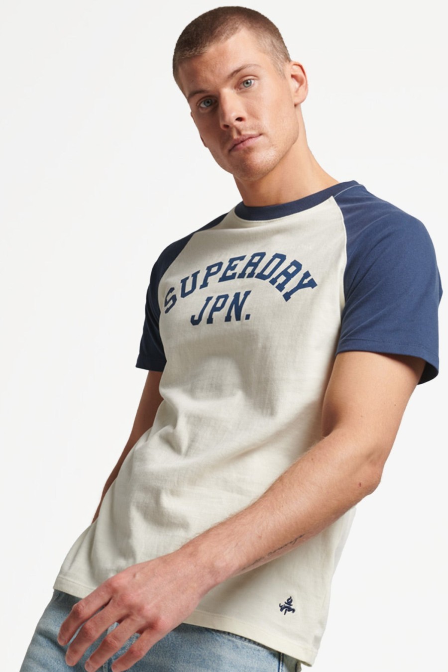 Clothing SUPERDRY T-Shirts | Superdry | Vintage Grm Ath Raglan Tee Lauren Navy / White Cream