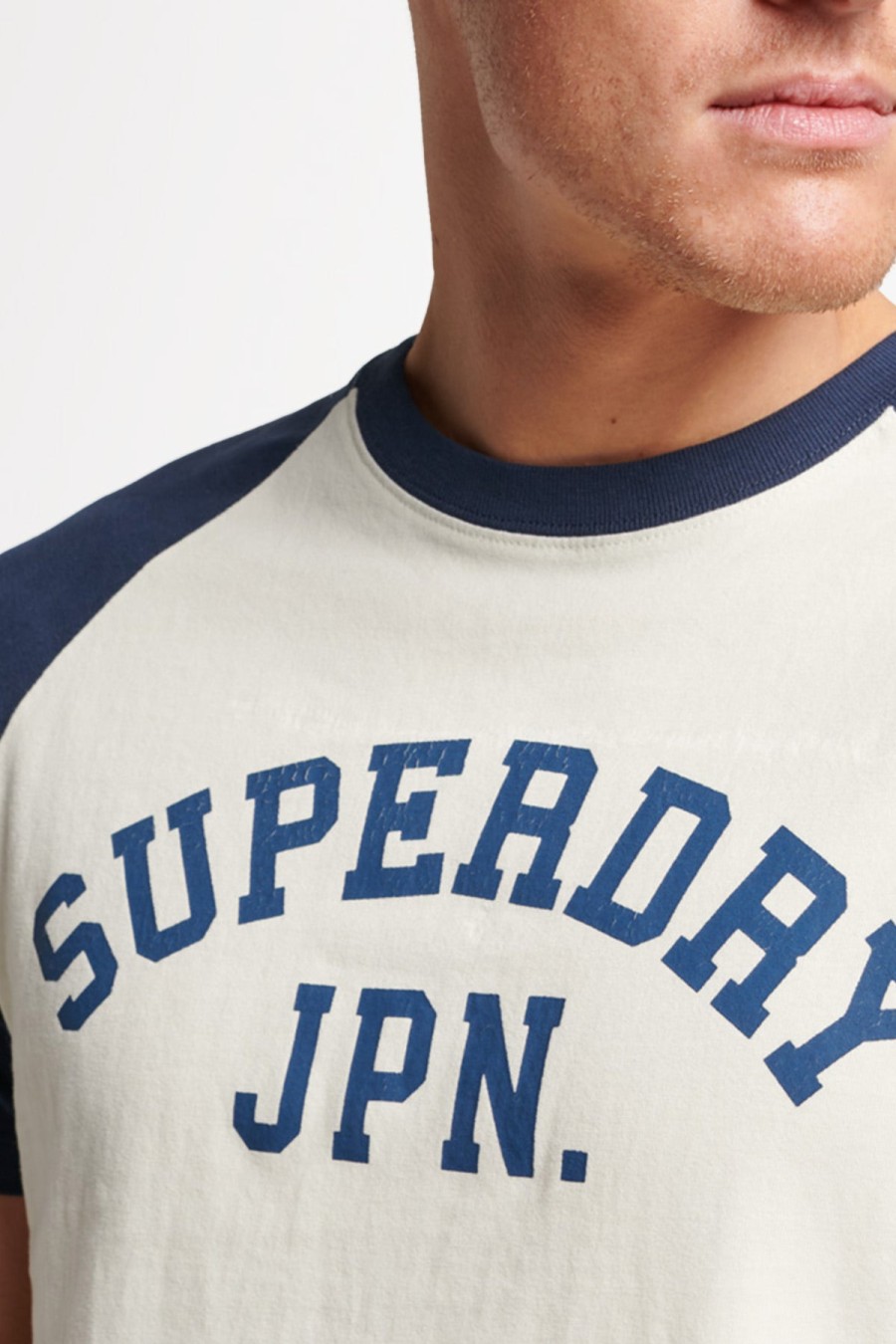 Clothing SUPERDRY T-Shirts | Superdry | Vintage Grm Ath Raglan Tee Lauren Navy / White Cream