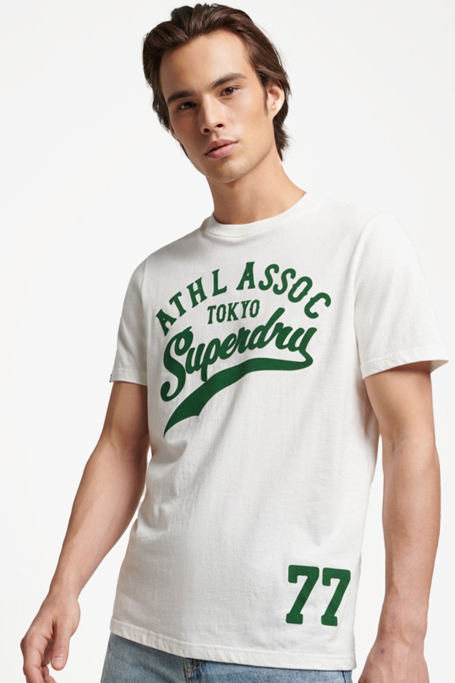 Clothing SUPERDRY T-Shirts | Superdry | Vintage Home Run Tee Ecru Colour