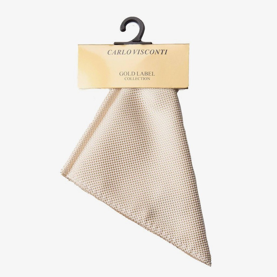 Shoes & Accessories Carlo Visconti Pocket Squares | Carlo Visconti | Self Pattern Pocket Square Champagne