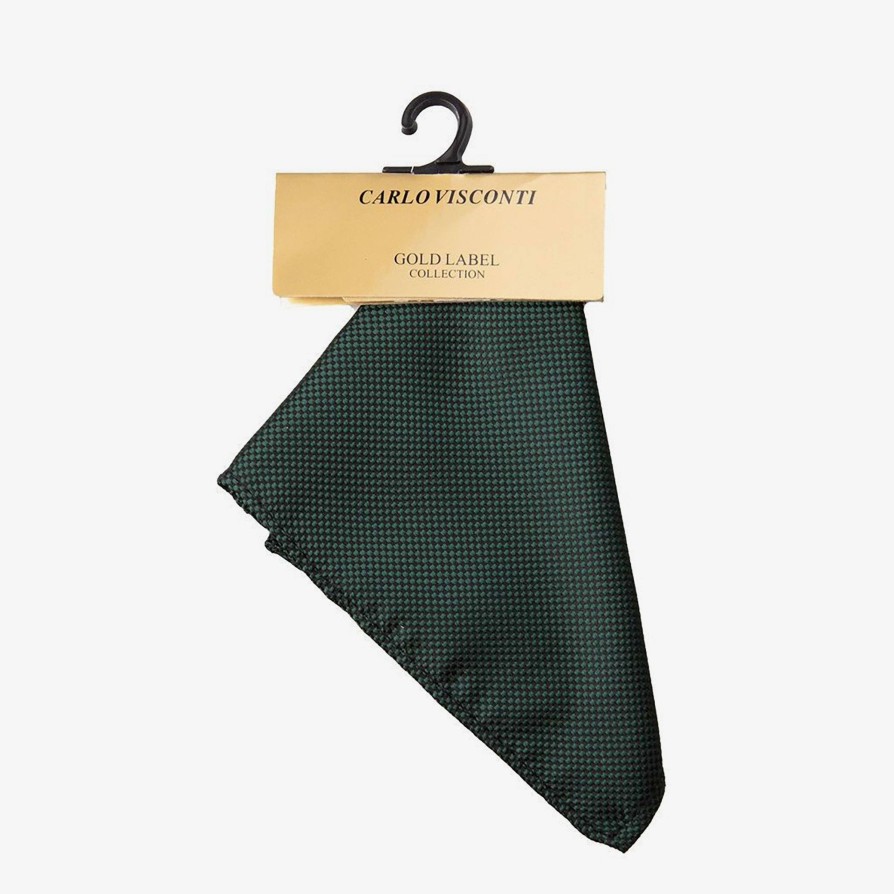 Shoes & Accessories Carlo Visconti Pocket Squares | Carlo Visconti | Self Pattern Pocket Square Bottle Green