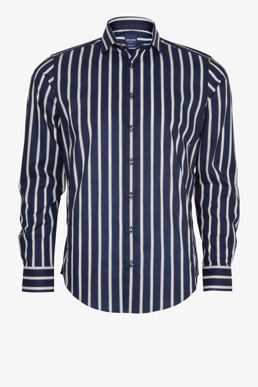 Clothing Abelard Casual Shirts | Abelard | Wallpaper Stripe Shirt Super Slim Navy White