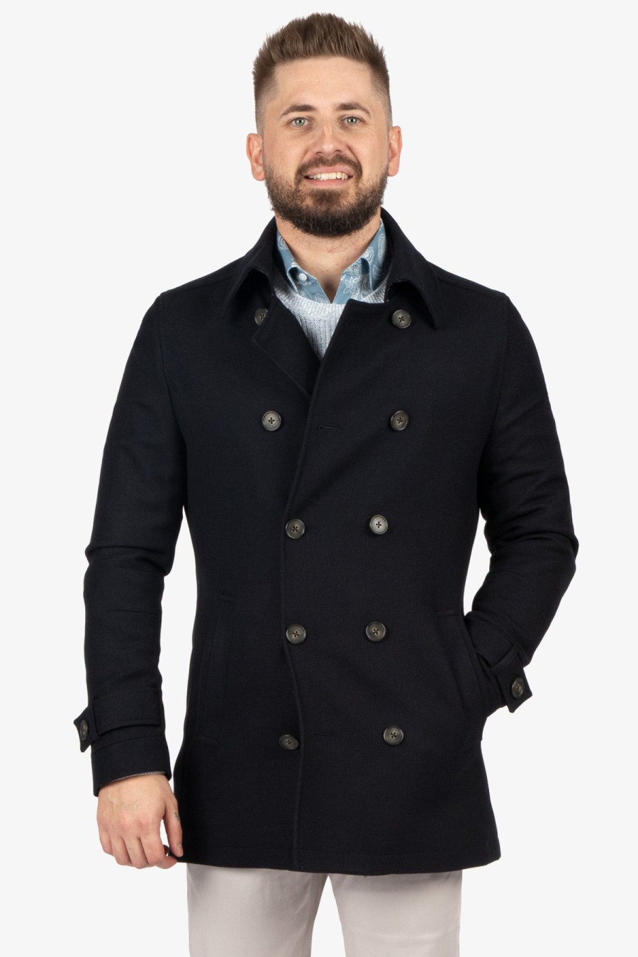 Clothing Daniel Hechter Overcoats | Daniel Hechter | Gatherer Overcoat Navy