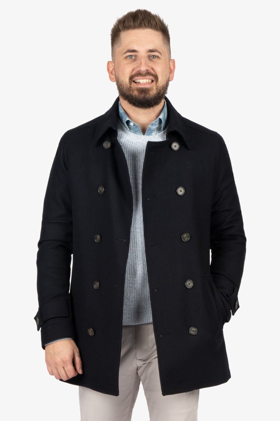 Clothing Daniel Hechter Overcoats | Daniel Hechter | Gatherer Overcoat Navy