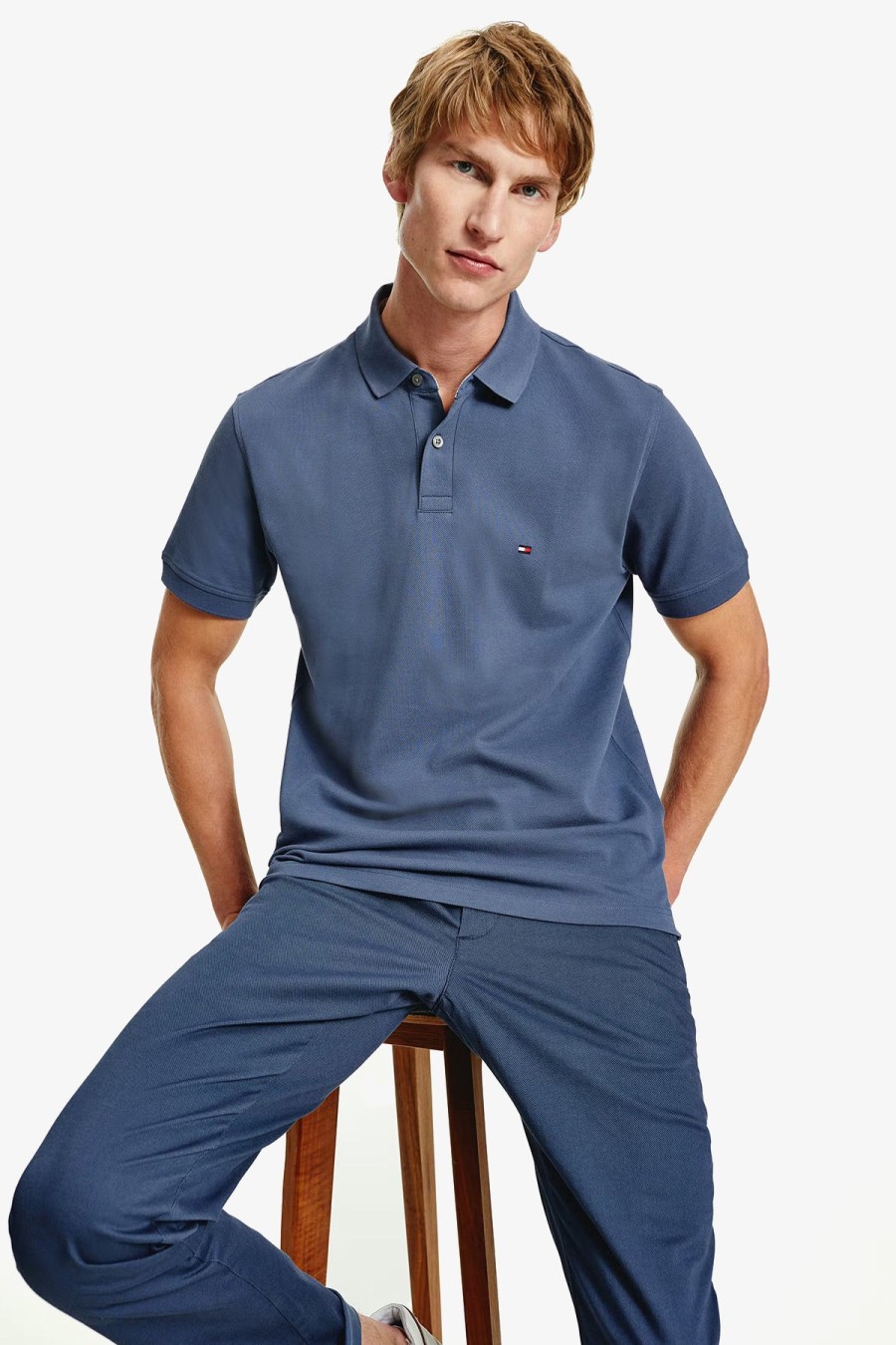 Clothing Tommy Hilfiger Polos | Tommy Hilfiger | 1985 Flex Organic Regular Polo Indigo