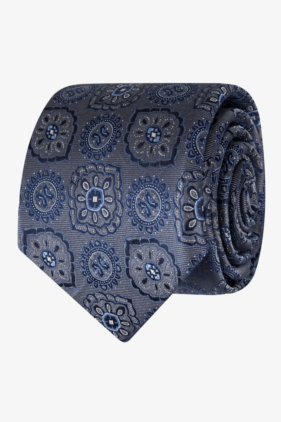 Shoes & Accessories Abelard Neck Ties | Abelard | Medallion Geo Silk Tie Navy