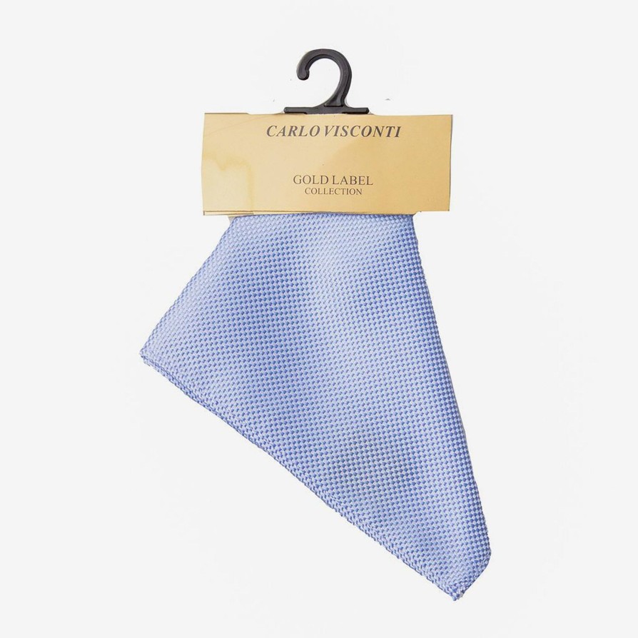 Shoes & Accessories Carlo Visconti Pocket Squares | Carlo Visconti | Self Pattern Pocket Square Blue