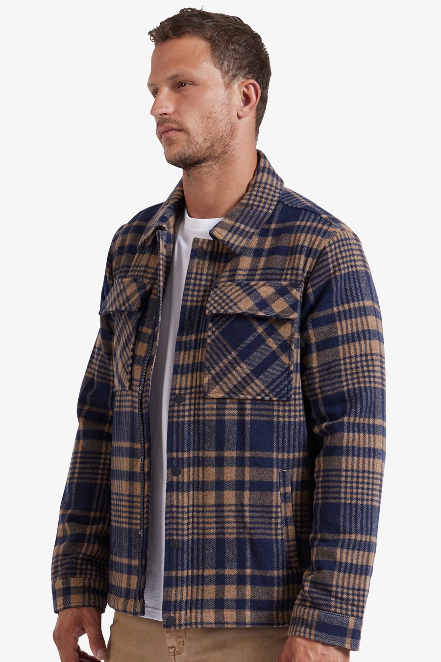 Clothing The Academy Brand Casual Jackets | The Academy Brand | Idaho Jacket Navy Check