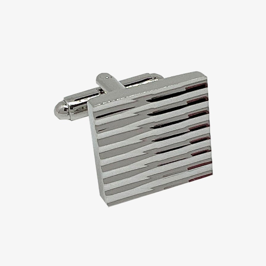 Shoes & Accessories James A'delin Cufflinks | James A'Delin | Cufflinks Square Ripple Silver