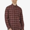 Clothing Ben Sherman Casual Shirts | Ben Sherman | Herringbone Check Casual Shirt Aubergine