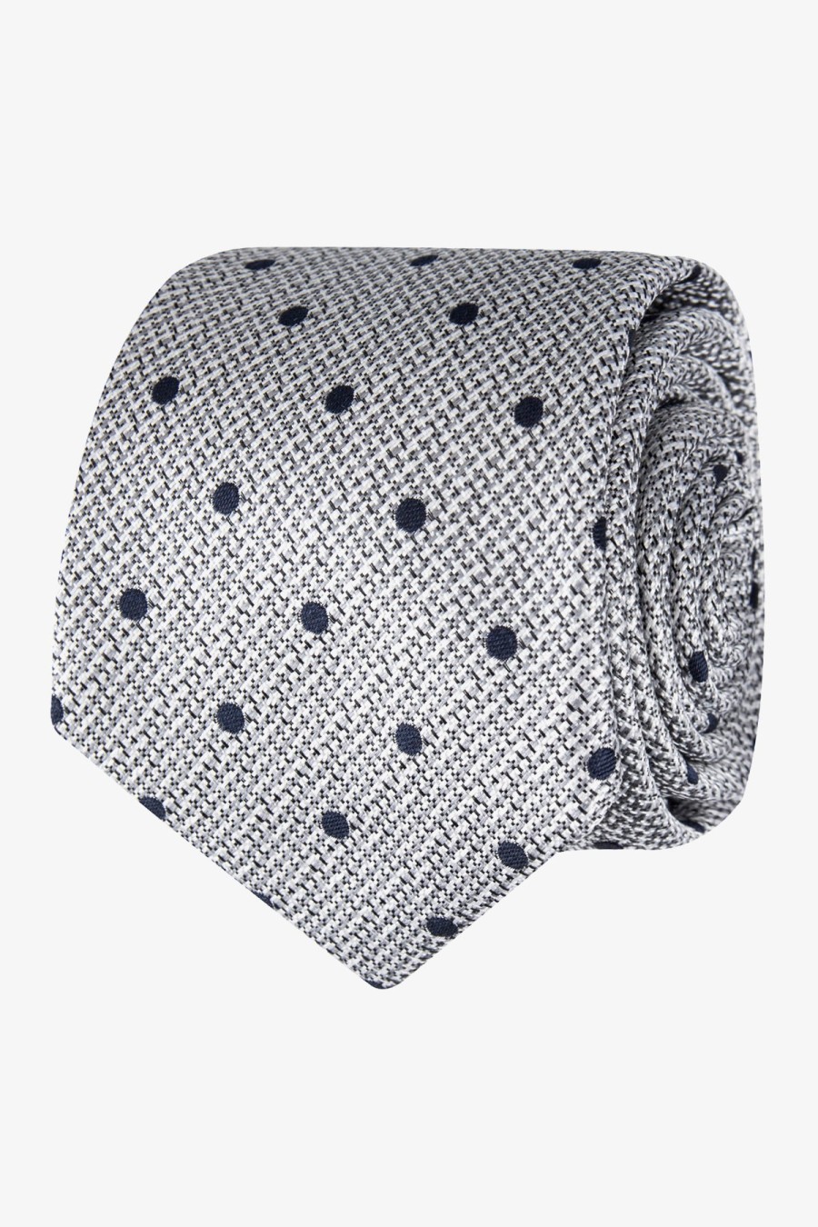 Shoes & Accessories Abelard Neck Ties | Abelard | Spotted Silk Tie Silver