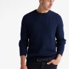 Clothing Toorallie Knitwear | Toorallie | Heavy Gauge Ribbed Crew Navy