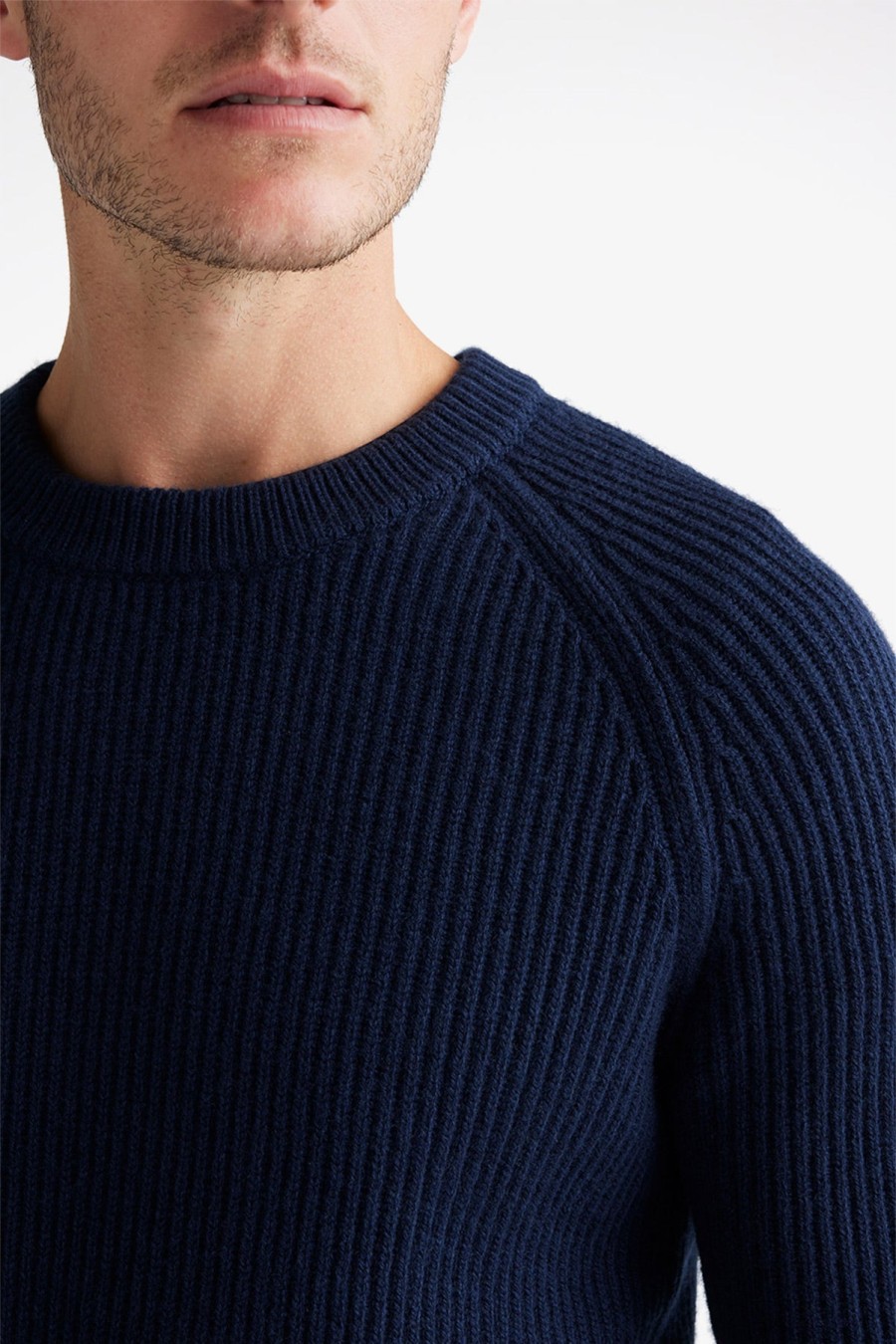 Clothing Toorallie Knitwear | Toorallie | Heavy Gauge Ribbed Crew Navy