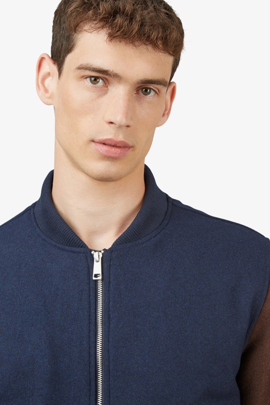 Clothing Ben Sherman Casual Jackets | Ben Sherman | Block Wool Bomber Midnight