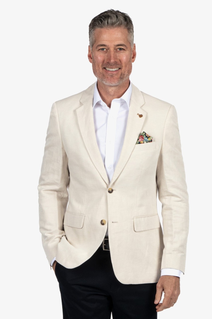 Clothing Brooksfield Sportscoats | Brooksfield | Linen Blend Blazer Oat