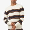 Clothing Ben Sherman Knitwear | Ben Sherman | Towelling Stripe Crew Knit Ivory