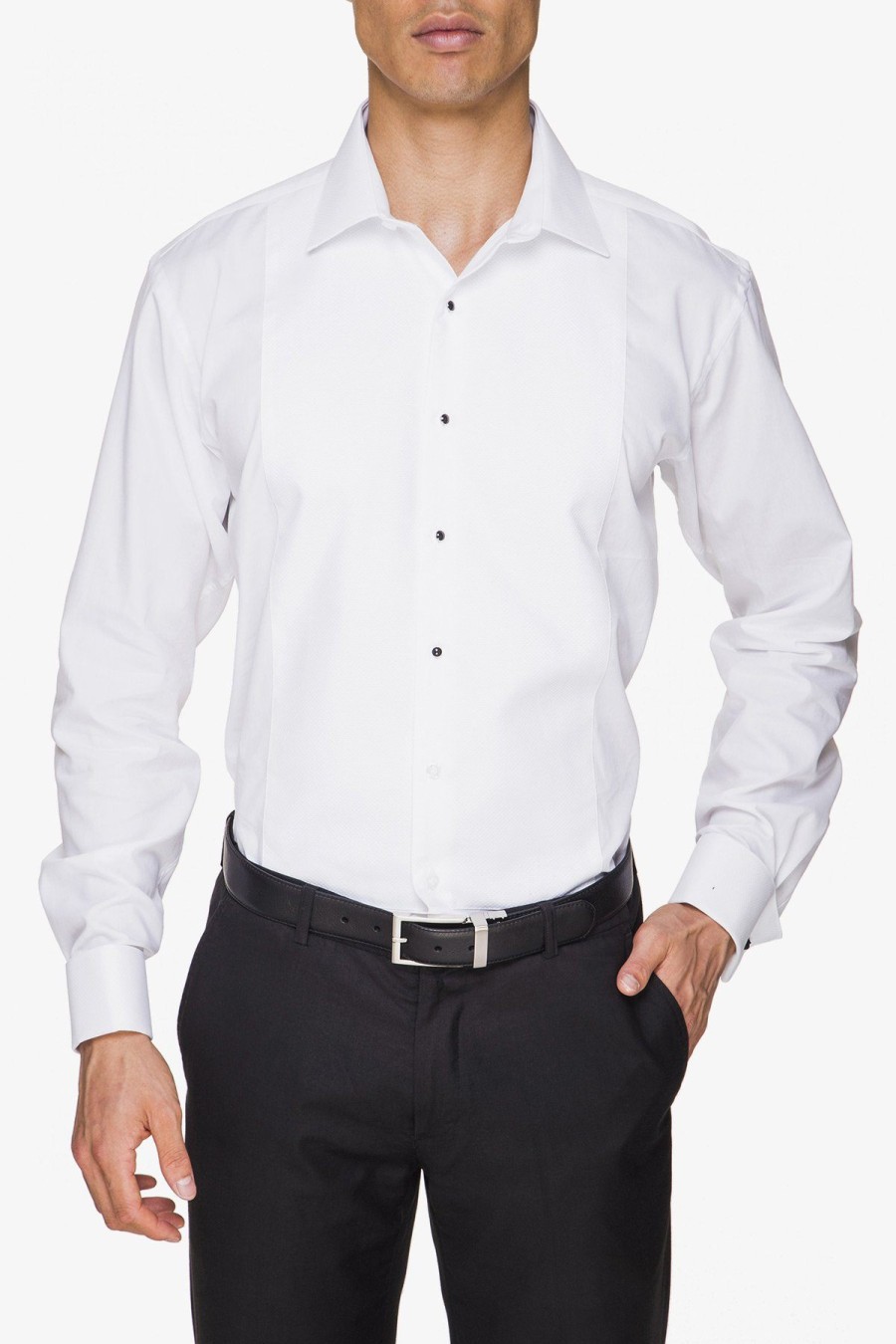 Clothing Abelard Dinner Shirts | Abelard | Marcella Slim Fit Studded Dinner Shirt White